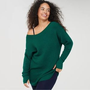 emerald green aerie off the shoulder sweater